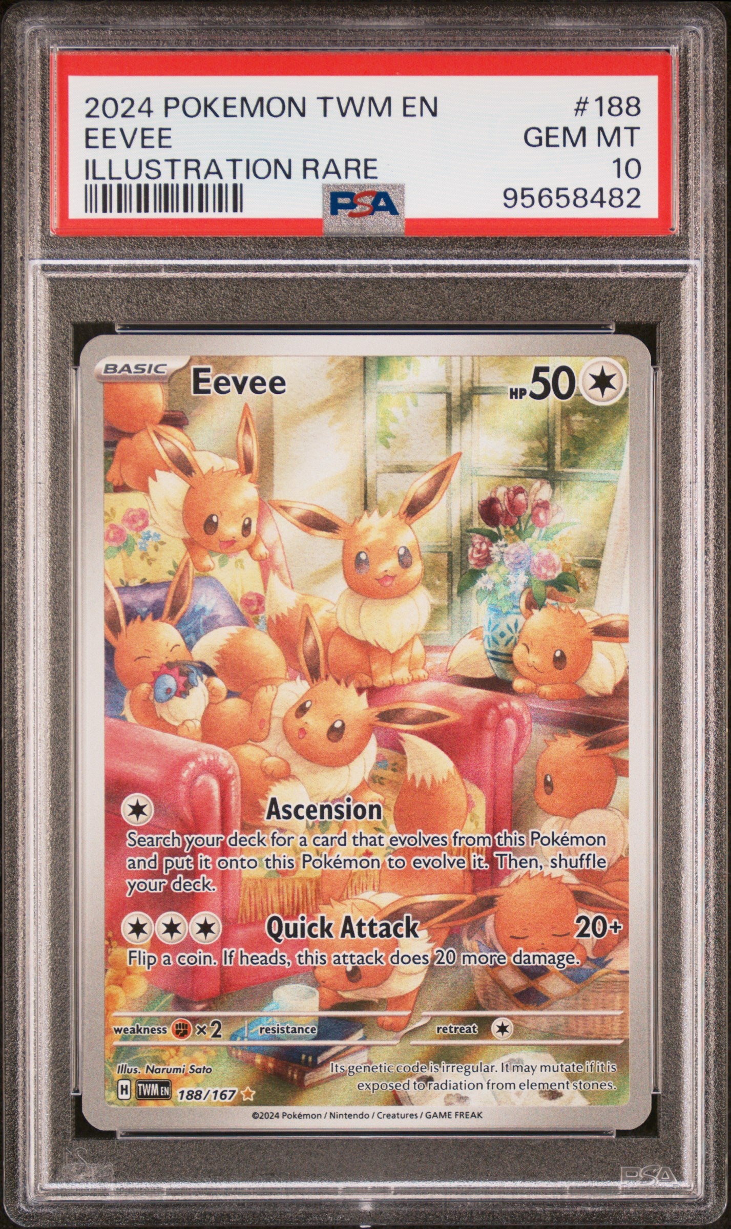 EEVEE | 2024 POKEMON TWM EN-TWILIGHT MASQUERADE 188 | ILLUSTRATION RARE | PSA GEM MT 10