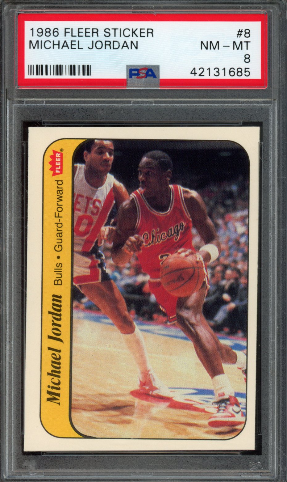 MICHAEL JORDAN | 1986 FLEER STICKER | PSA NM-MT 8