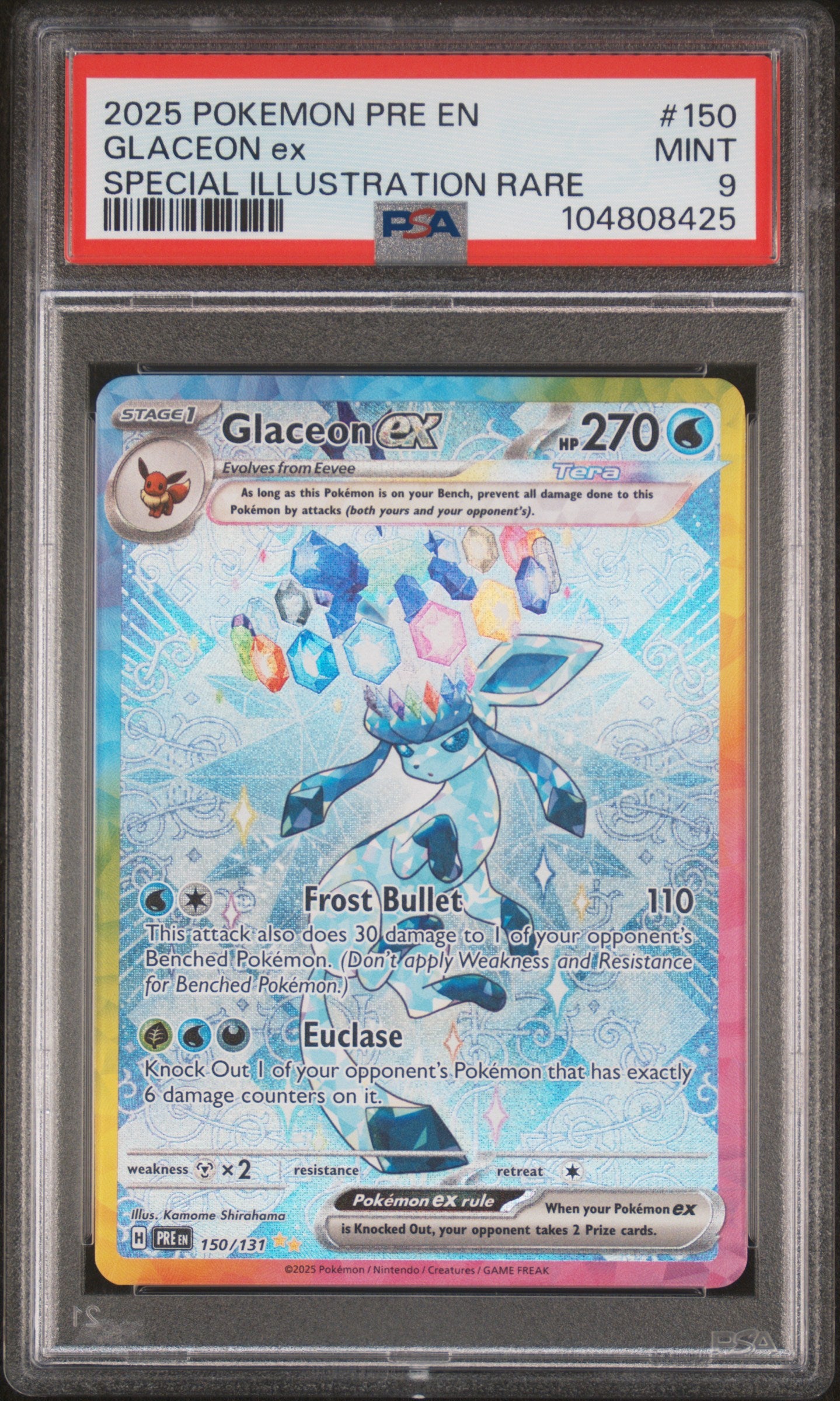 GLACEON ex | 2025 POKEMON PRE EN-PRISMATIC EVOLUTIONS 150 | SPECIAL ILLUSTRATION RARE | PSA MINT 9