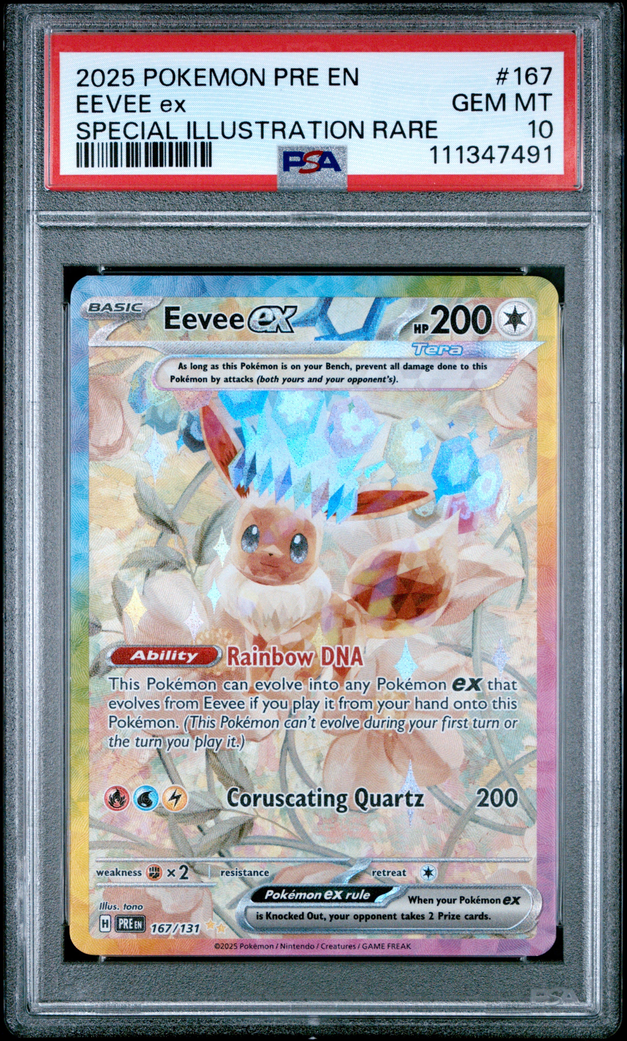 EEVEE ex | 2025 POKEMON PRE EN-PRISMATIC EVOLUTIONS 167 | SPECIAL ILLUSTRATION RARE | PSA GEM MT 10