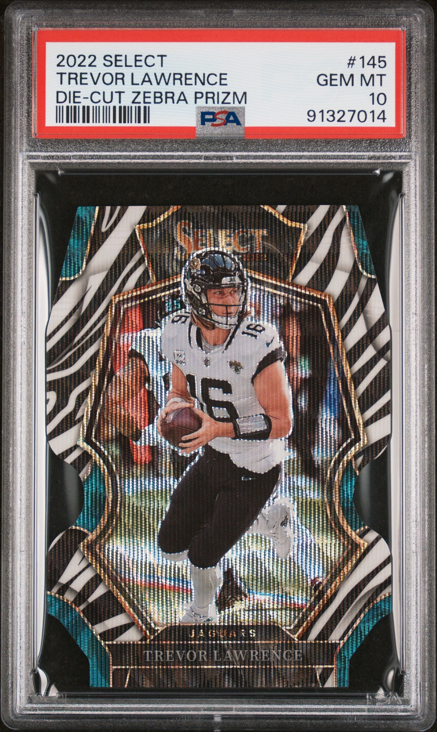 TREVOR LAWRENCE | 2022 PANINI SELECT 145 | DIE-CUT ZEBRA PRIZM | PSA GEM MT 10