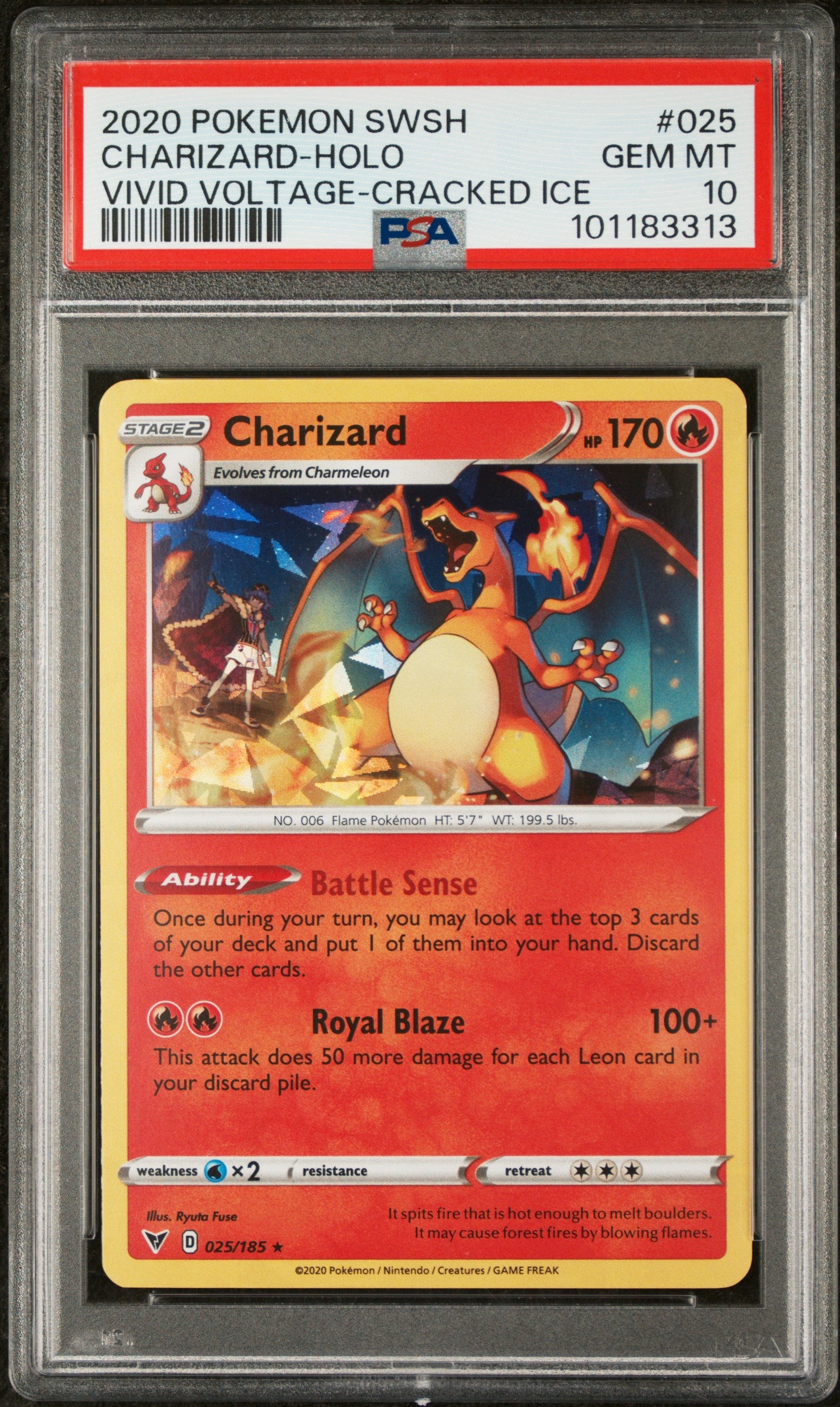 CHARIZARD-HOLO | 2020 POKEMON SWORD & SHIELD VIVID VOLTAGE 025 | VIVID VOLTAGE-CRACKED ICE | PSA GEM MT 10