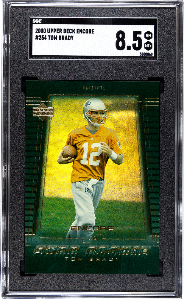 TOM BRADY #254 2000 UPPER DECK ENCORE - SGC 8.5 NM, MT+