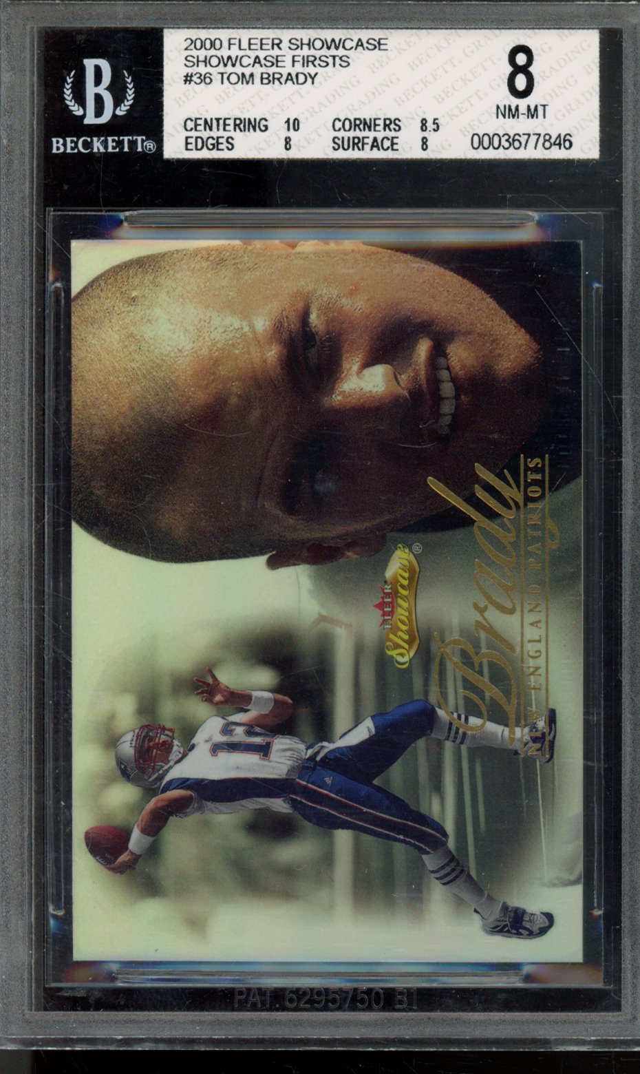 2000 FLEER SHOWCASE TOM BRADY #36 SHOWCASE FIRST /250 BGS 8