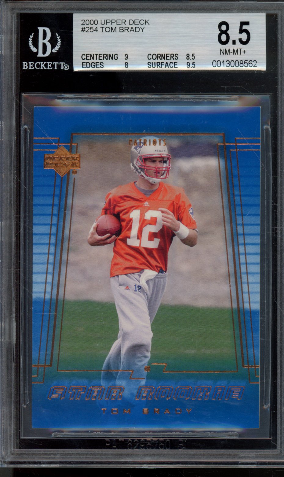 2000 UPPER DECK TOM BRADY #254 STAR ROOKIE BGS 8.5