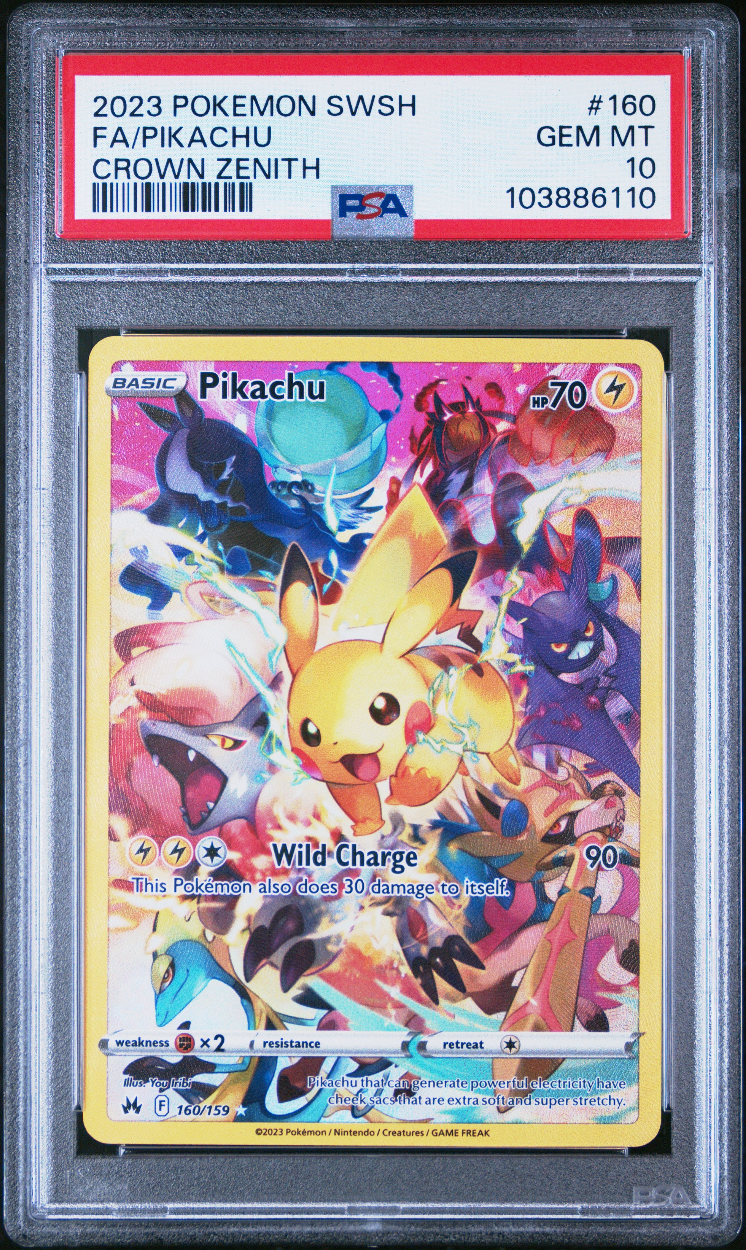FA/PIKACHU | 2023 POKEMON SWORD AND SHIELD CROWN ZENITH 160 | CROWN ZENITH | PSA GEM MT 10