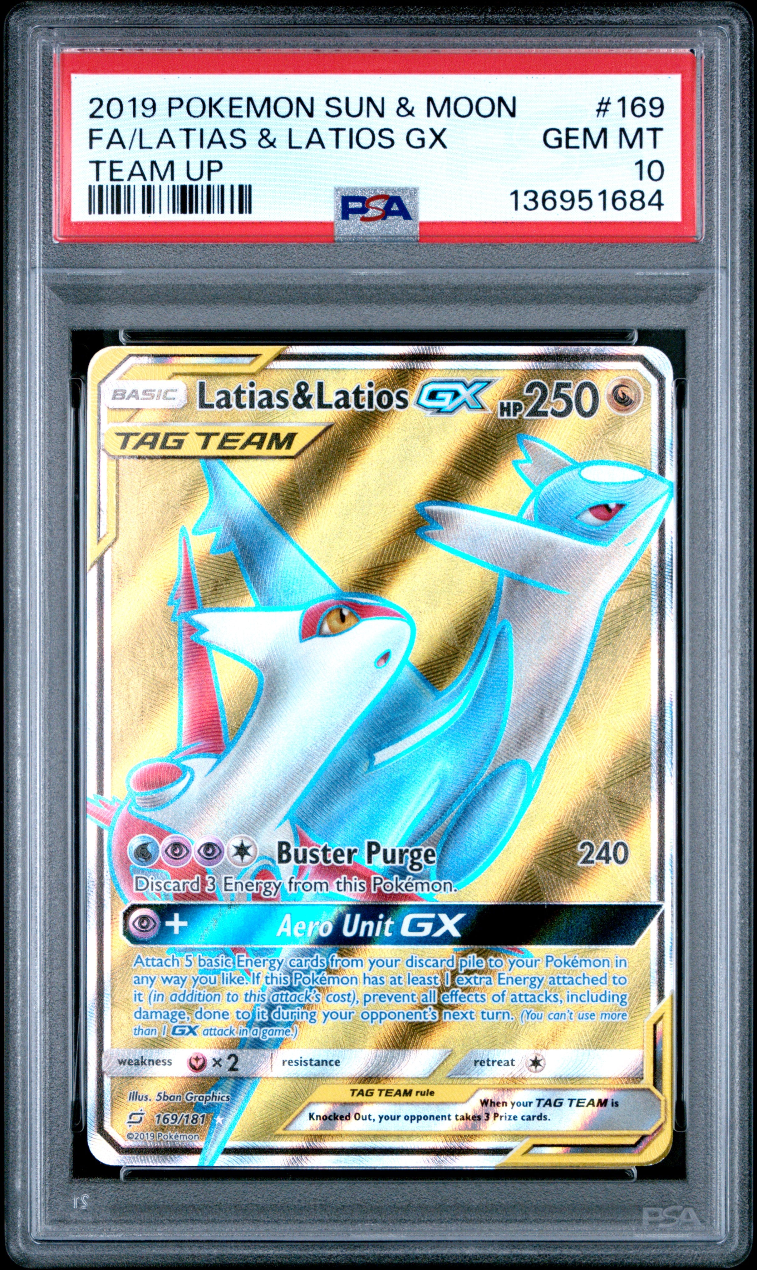 FA/LATIAS & LATIOS GX | 2019 POKEMON SUN & MOON TEAM UP 169 | TEAM UP | PSA GEM MT 10
