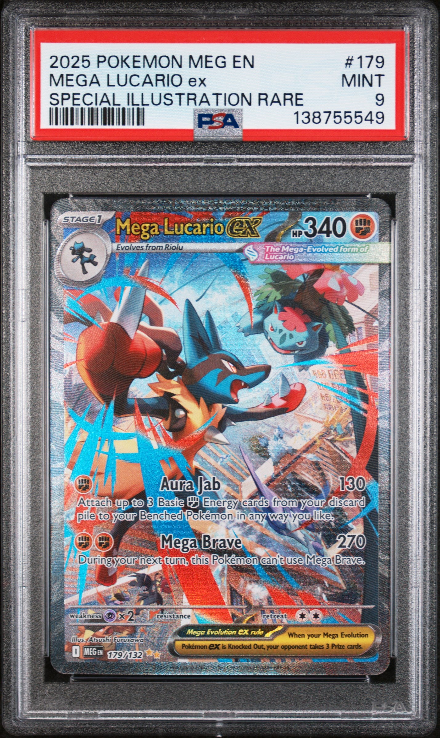 MEGA LUCARIO ex | 2025 POKEMON MEG EN-MEGA EVOLUTION 179 | SPECIAL ILLUSTRATION RARE | PSA MINT 9