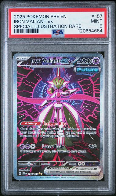 2025 POKEMON PRE EN-PRISMATIC EVOLUTIONS IRON VALIANT ex SPECIAL ILLUSTRATION RARE #157 PSA MINT 9