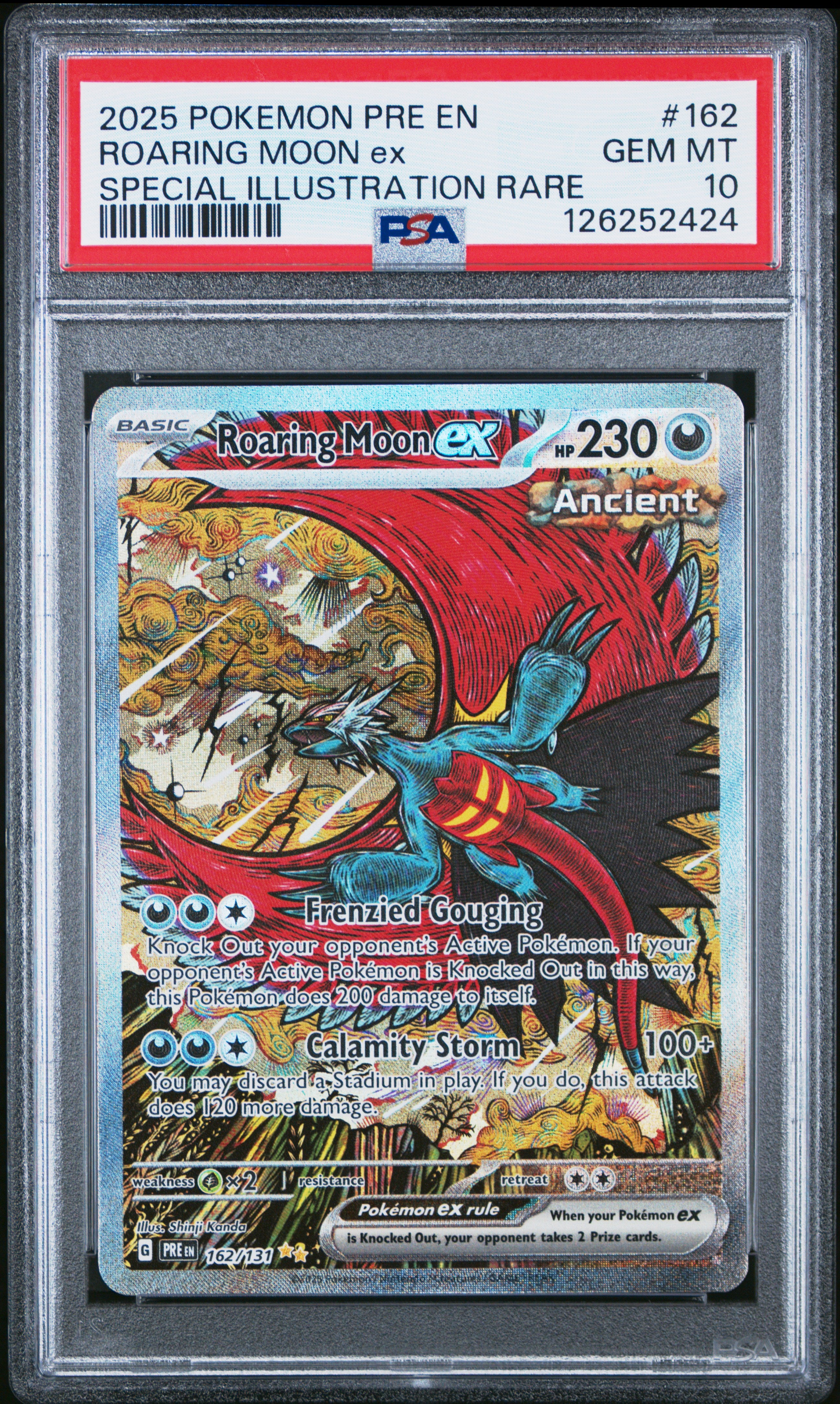 ROARING MOON ex | 2025 POKEMON PRE EN-PRISMATIC EVOLUTIONS 162 | SPECIAL ILLUSTRATION RARE | PSA GEM MT 10