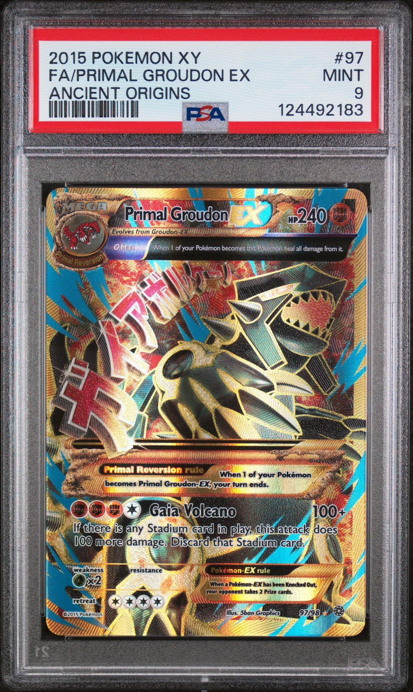 FA/PRIMAL GROUDON EX | 2015 POKEMON XY ANCIENT ORIGINS 97 | ANCIENT ORIGINS | PSA MINT 9