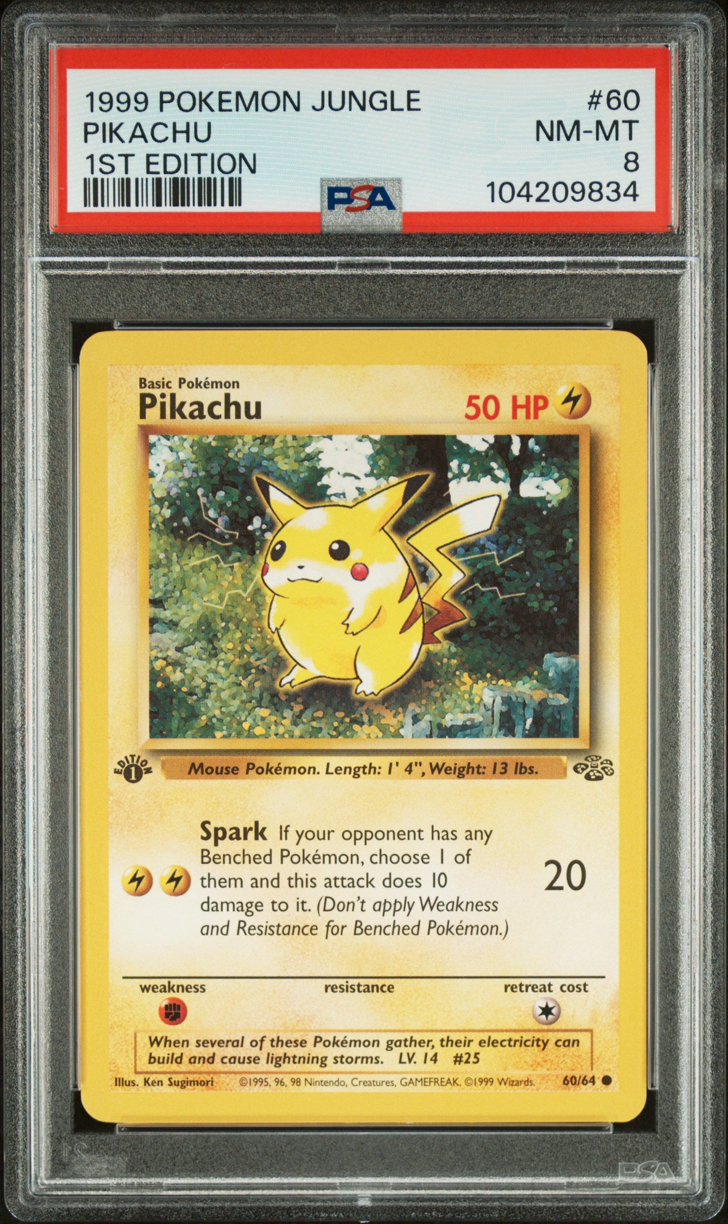 PIKACHU | 1999 POKEMON JUNGLE 60 | 1ST EDITION | PSA NM-MT 8