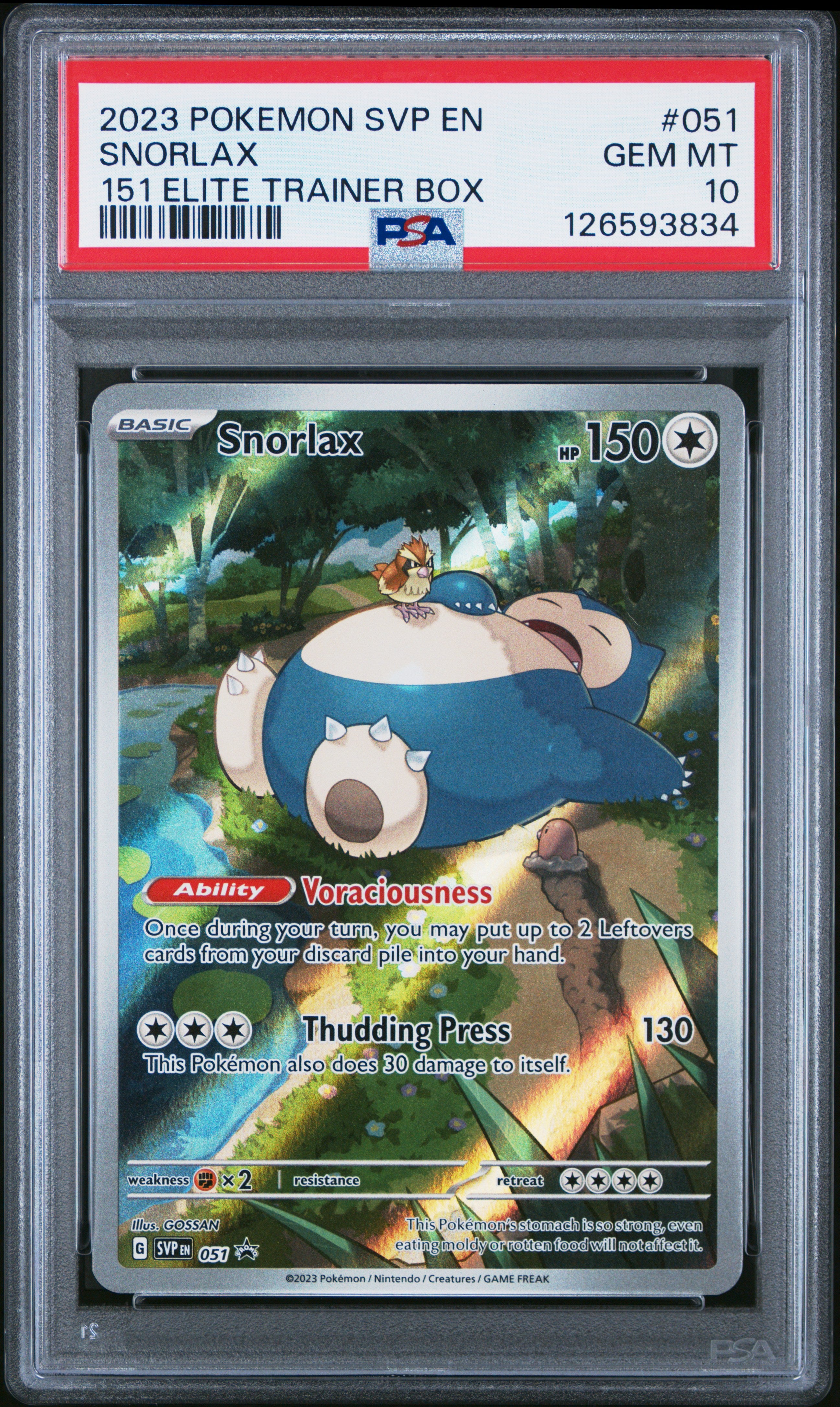 SNORLAX | 2023 POKEMON SVP EN-SV BLACK STAR PROMO 051 | 151 ELITE TRAINER BOX | PSA GEM MT 10