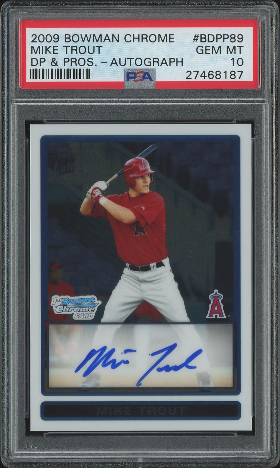 MIKE TROUT | 2009 BOWMAN CHROME DRAFT PICKS & PROSPECTS BDPP89 | DP & PROS-AUTOGRAPH | PSA GEM MT 10