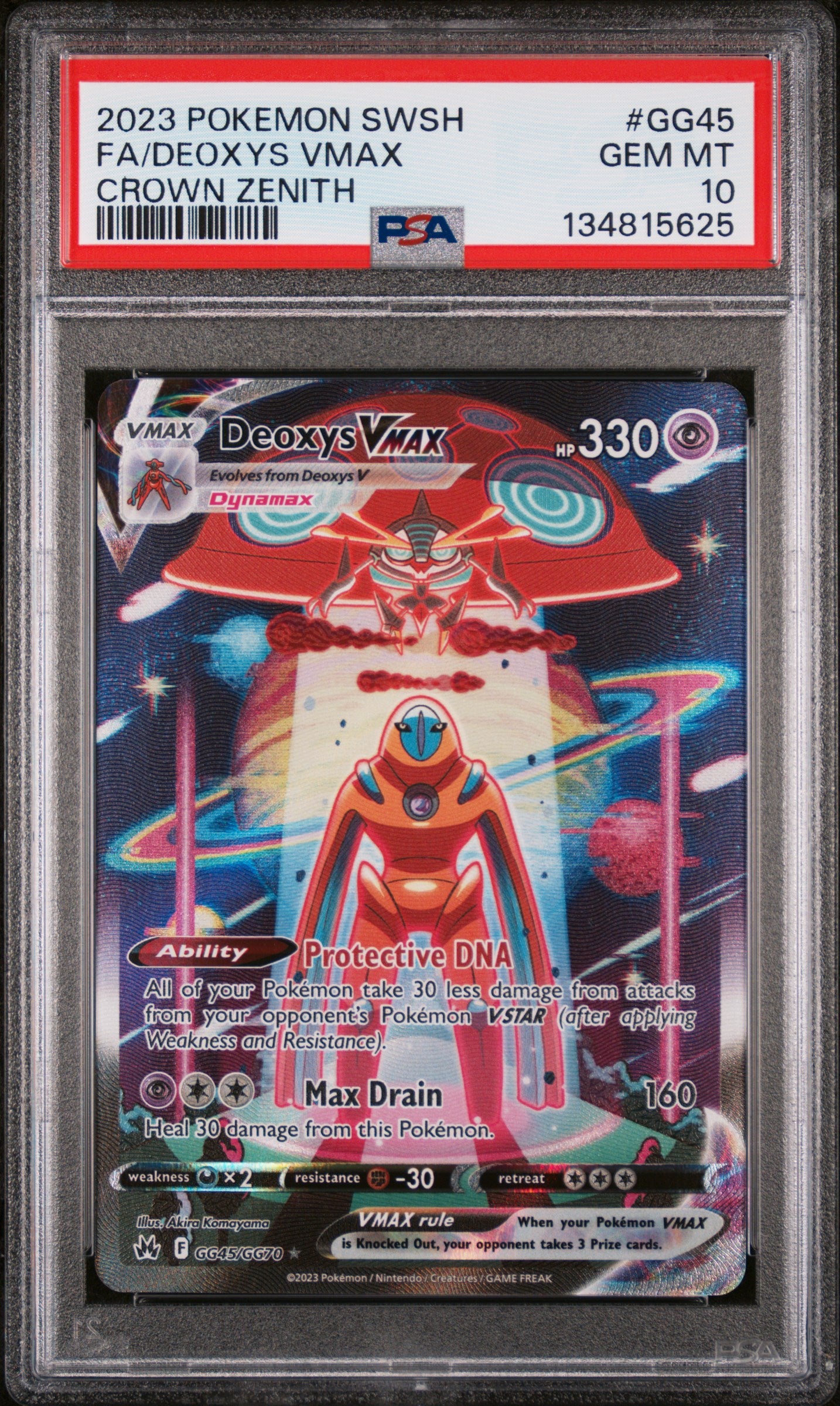 FA/DEOXYS VMAX | 2023 POKEMON SWORD AND SHIELD CROWN ZENITH GG45 | CROWN ZENITH | PSA GEM MT 10