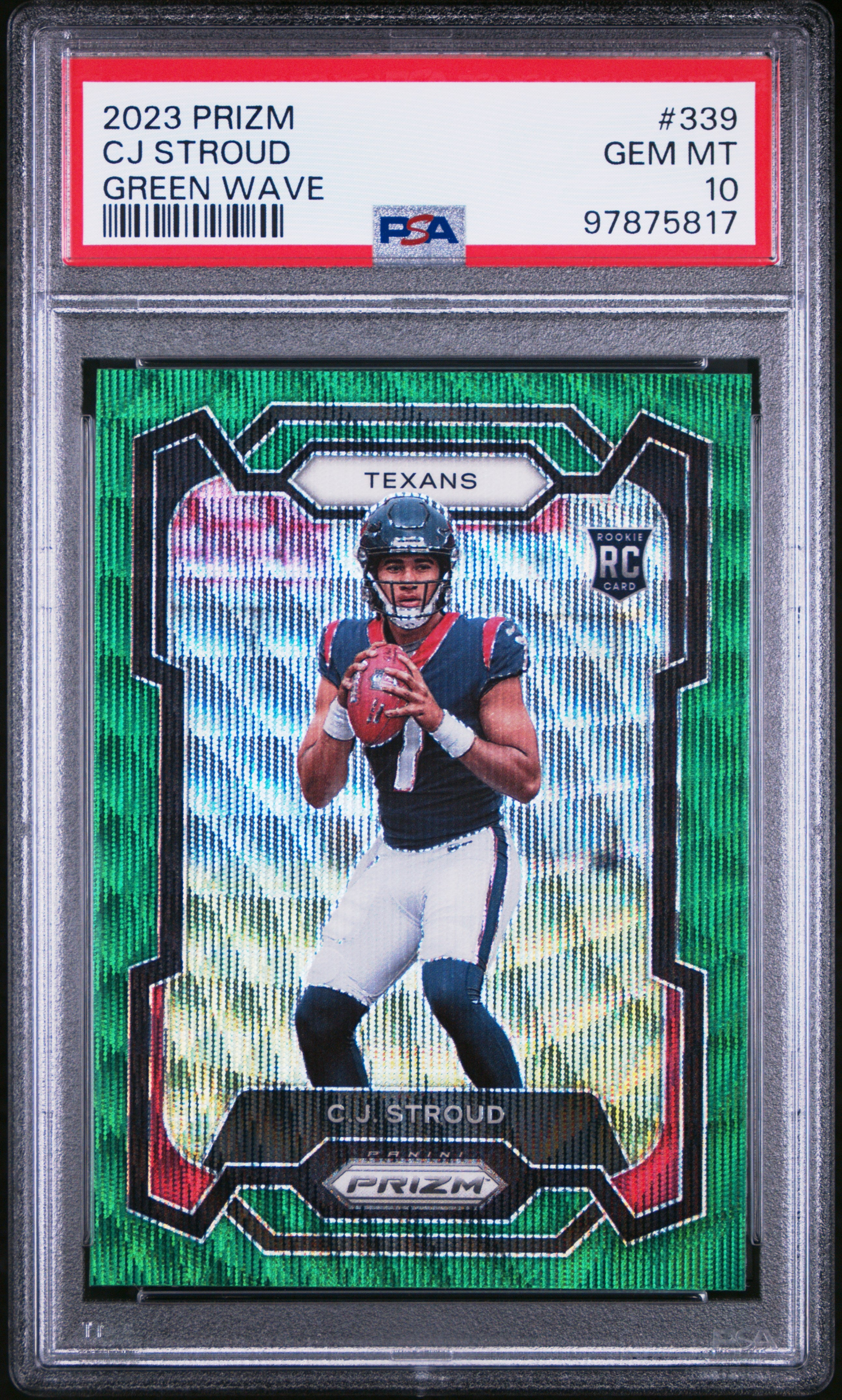 CJ STROUD | 2023 PANINI PRIZM 339 | GREEN WAVE | PSA GEM MT 10