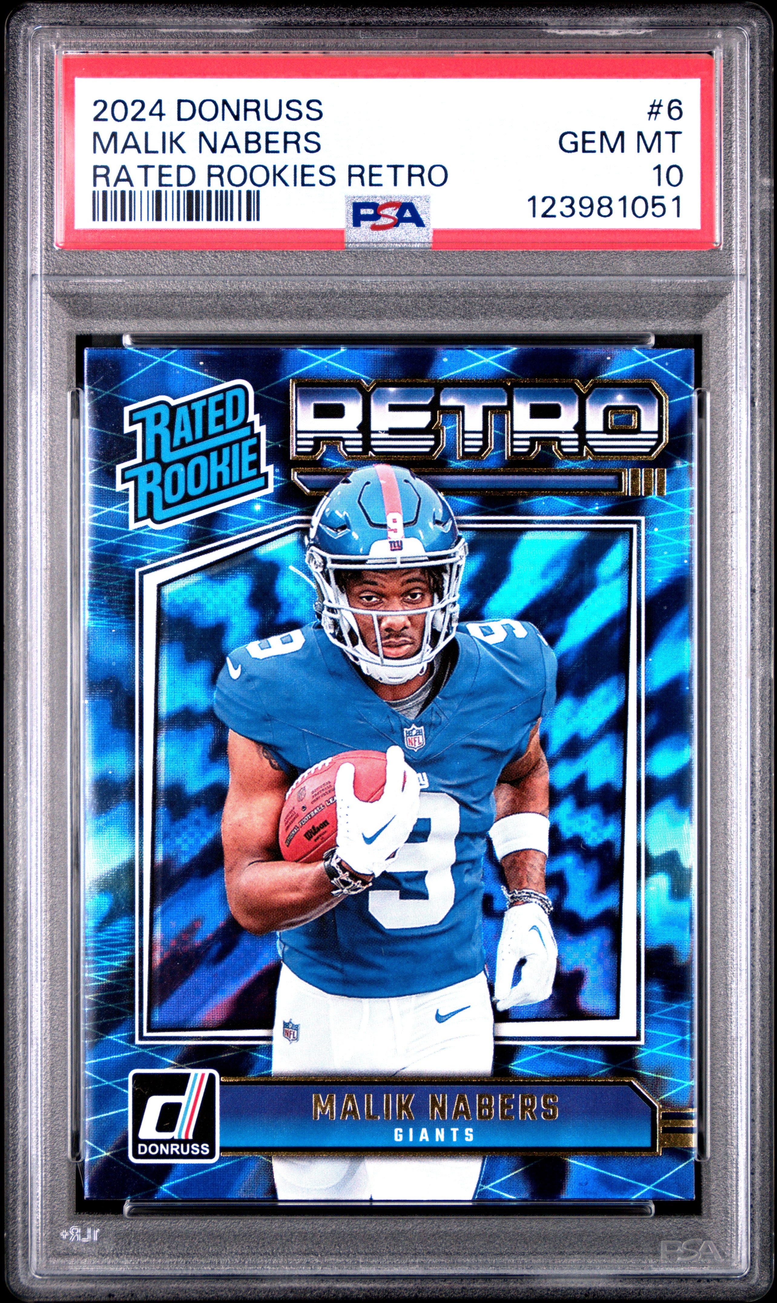 MALIK NABERS | 2024 PANINI DONRUSS RATED ROOKIES RETRO 6 | PSA GEM MT 10