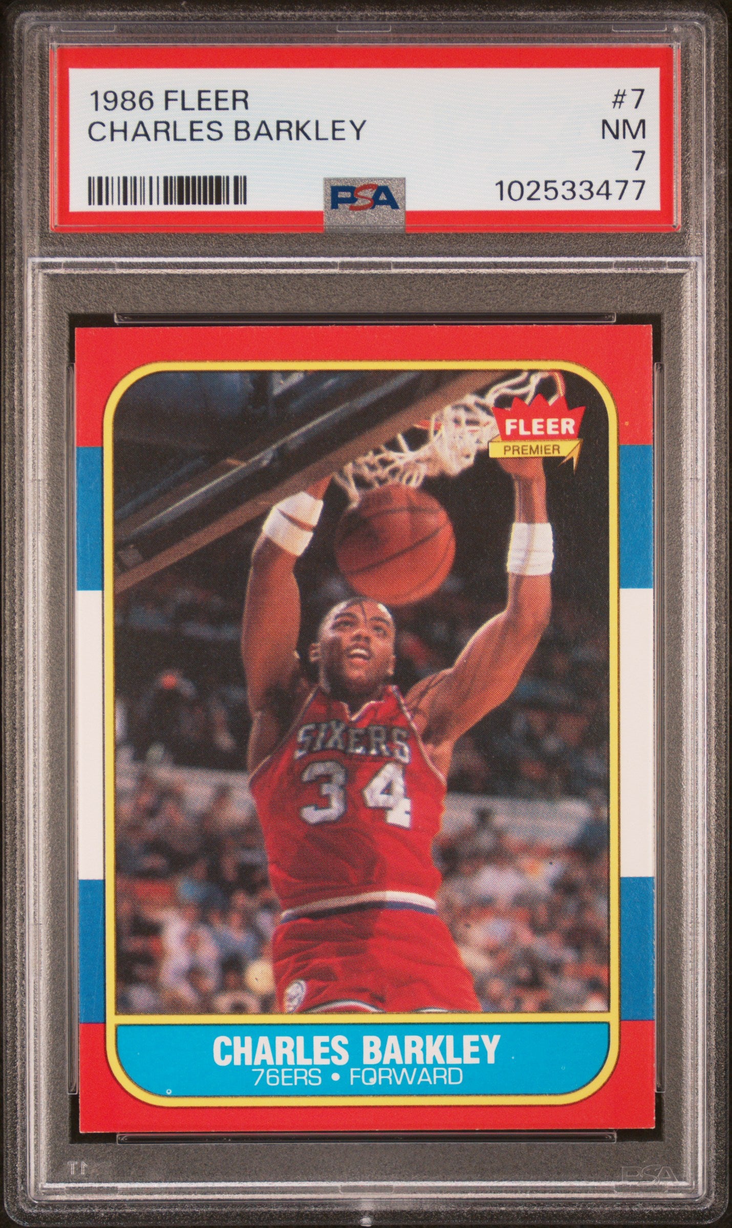 CHARLES BARKLEY | 1986 FLEER 7 | PSA NM 7