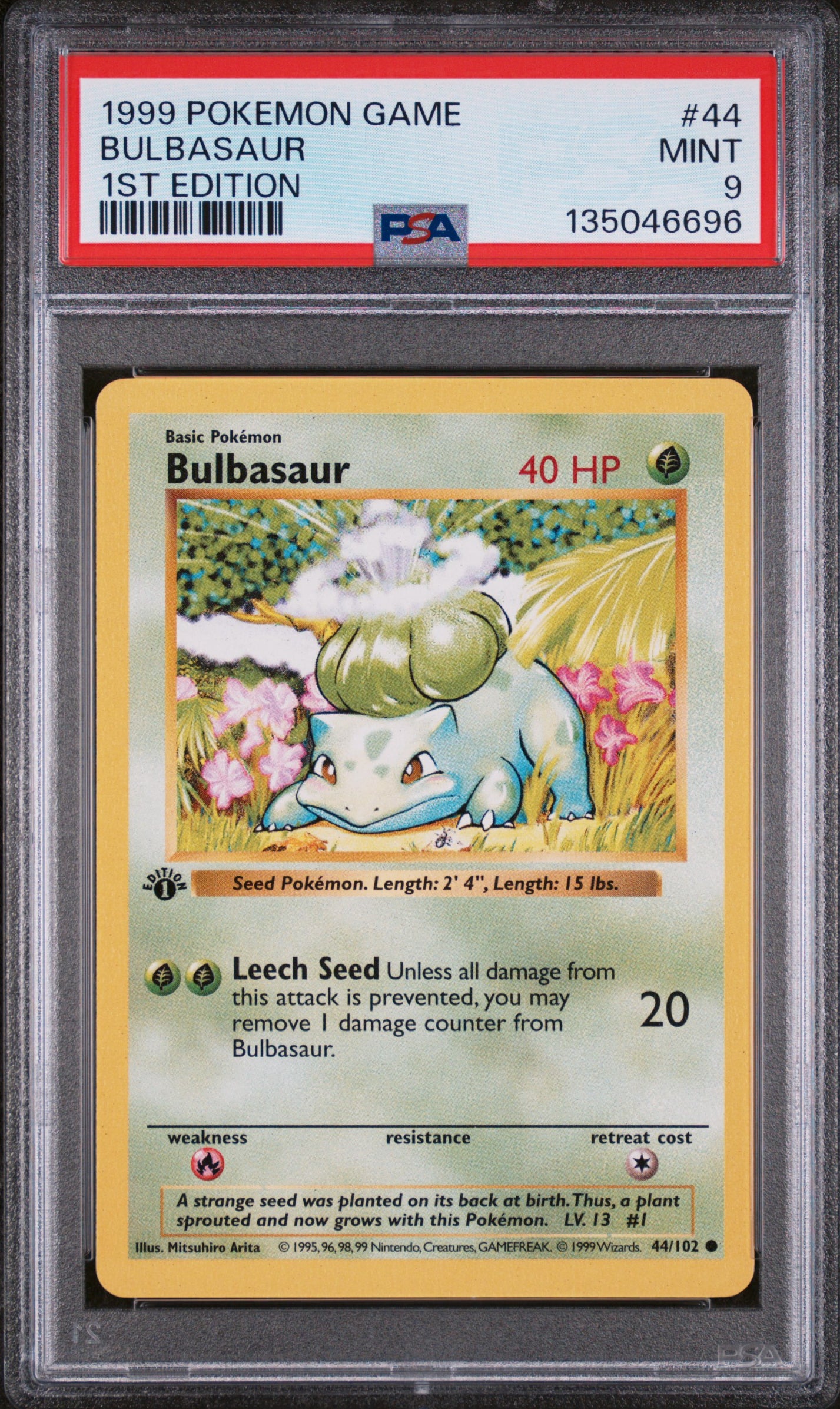 BULBASAUR | 1999 POKEMON GAME 44 | 1ST EDITION | PSA MINT 9