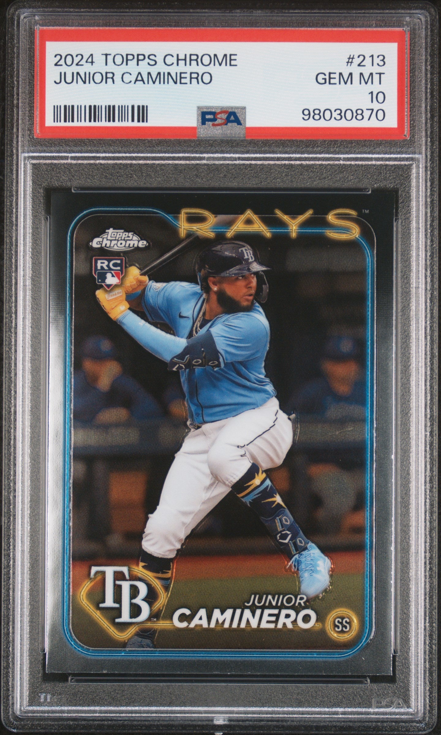 JUNIOR CAMINERO | 2024 TOPPS CHROME 213 | PSA GEM MT 10