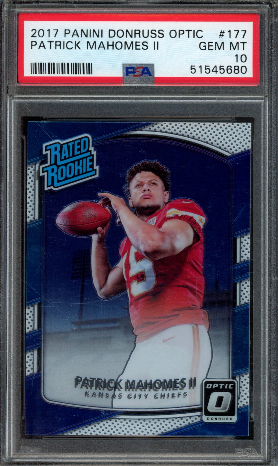 PATRICK MAHOMES II | 2017 PANINI DONRUSS OPTIC | PSA GEM MT 10