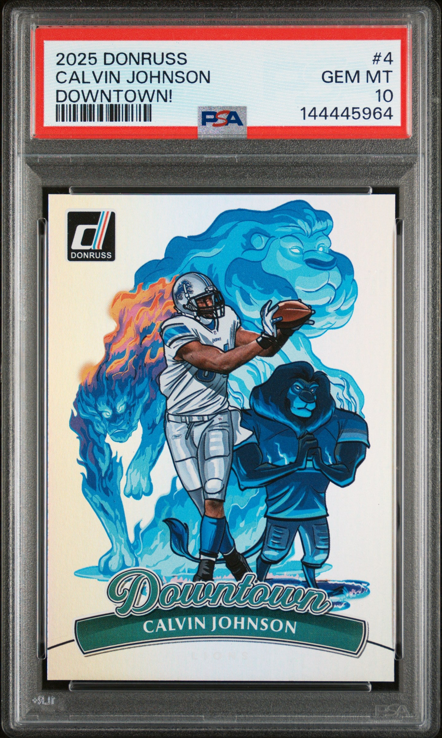 CALVIN JOHNSON | 2025 PANINI DONRUSS DOWNTOWN 4 | PSA GEM MT 10