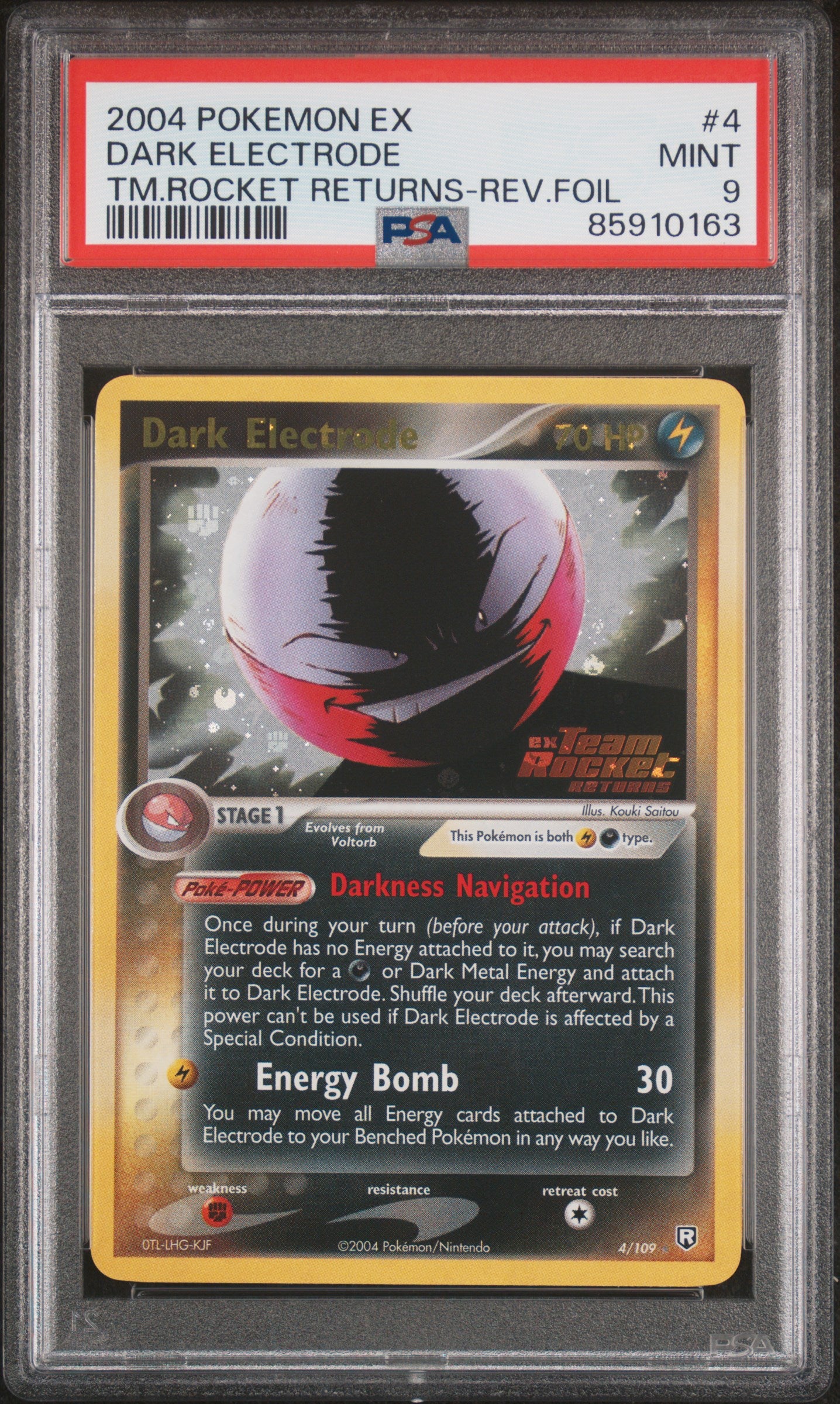 DARK ELECTRODE | 2004 POKEMON EX TEAM ROCKET RETURNS 4 | TM.ROCKET RETURNS-REV.FOIL | PSA MINT 9