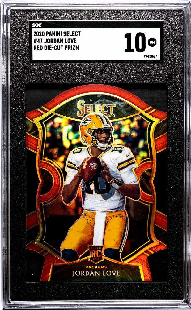 JORDAN LOVE #47 2020 PANINI SELECT RED DIE-CUT PRIZM SGC 10 GEM