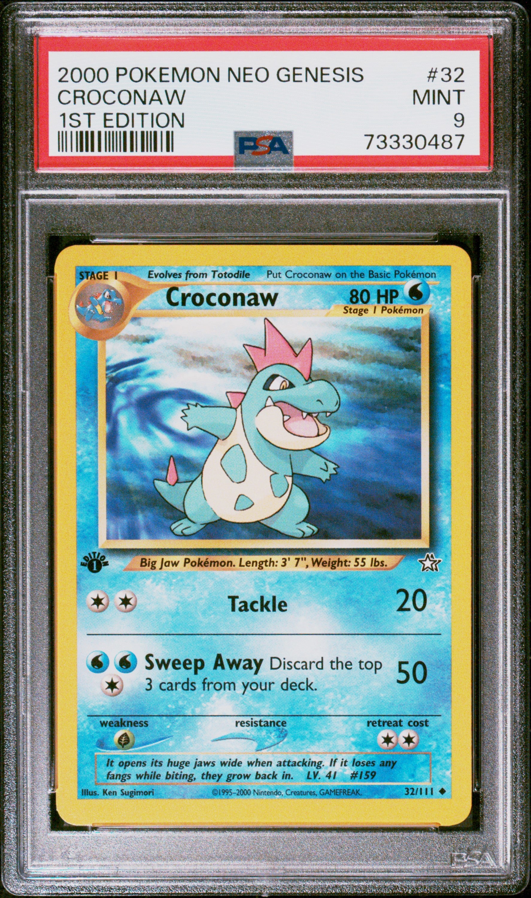 CROCONAW | 2000 POKEMON NEO GENESIS 1ST EDITION 32 | 1ST EDITION | PSA MINT 9