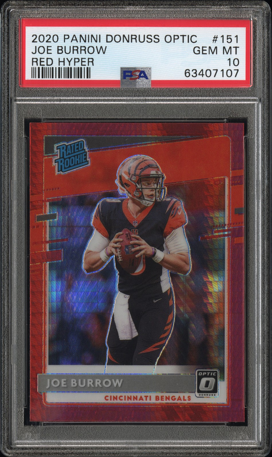 JOE BURROW | 2020 PANINI DONRUSS OPTIC 151 | RED HYPER | PSA GEM MT 10