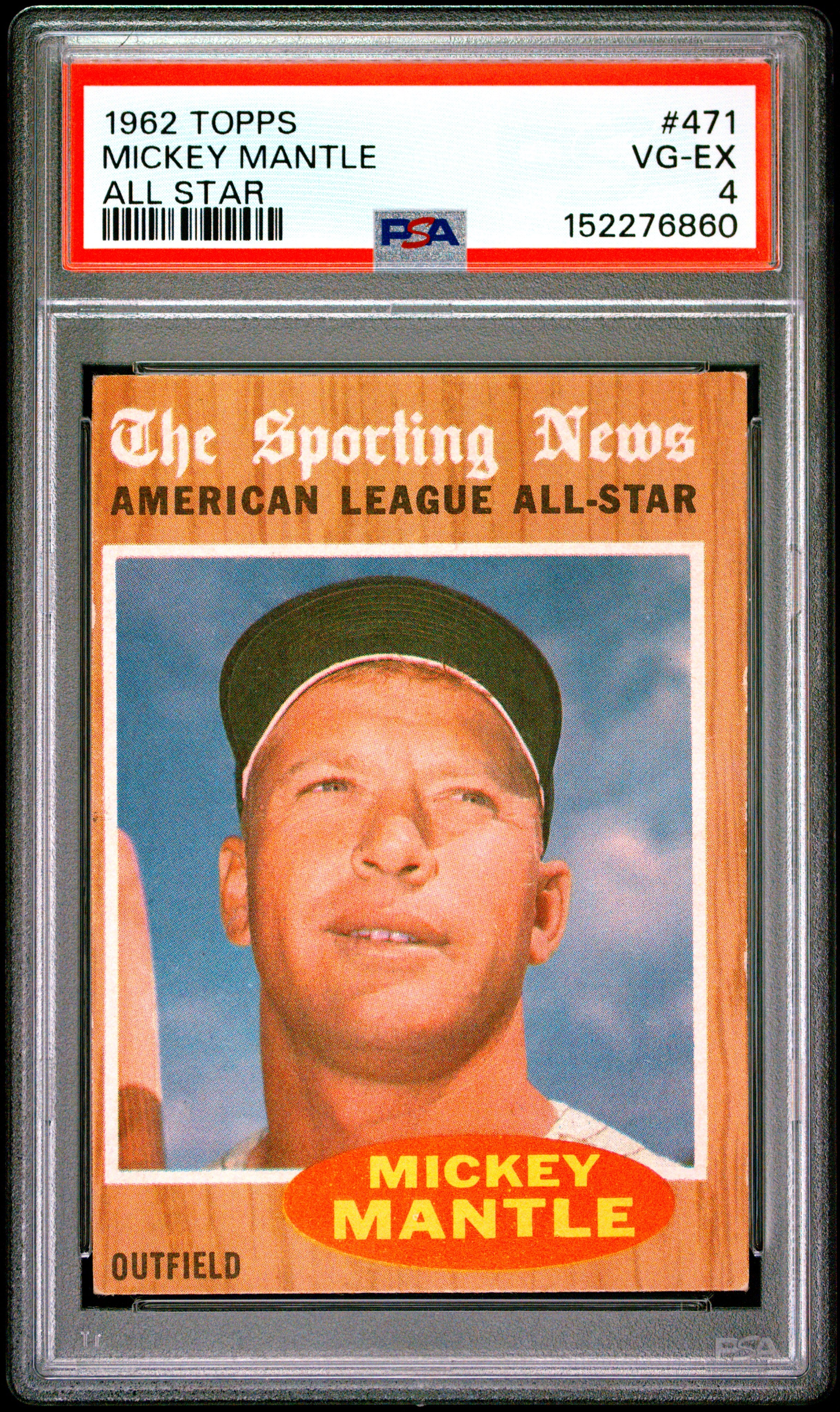 MICKEY MANTLE | 1962 TOPPS 471 | ALL STAR | PSA VG-EX 4