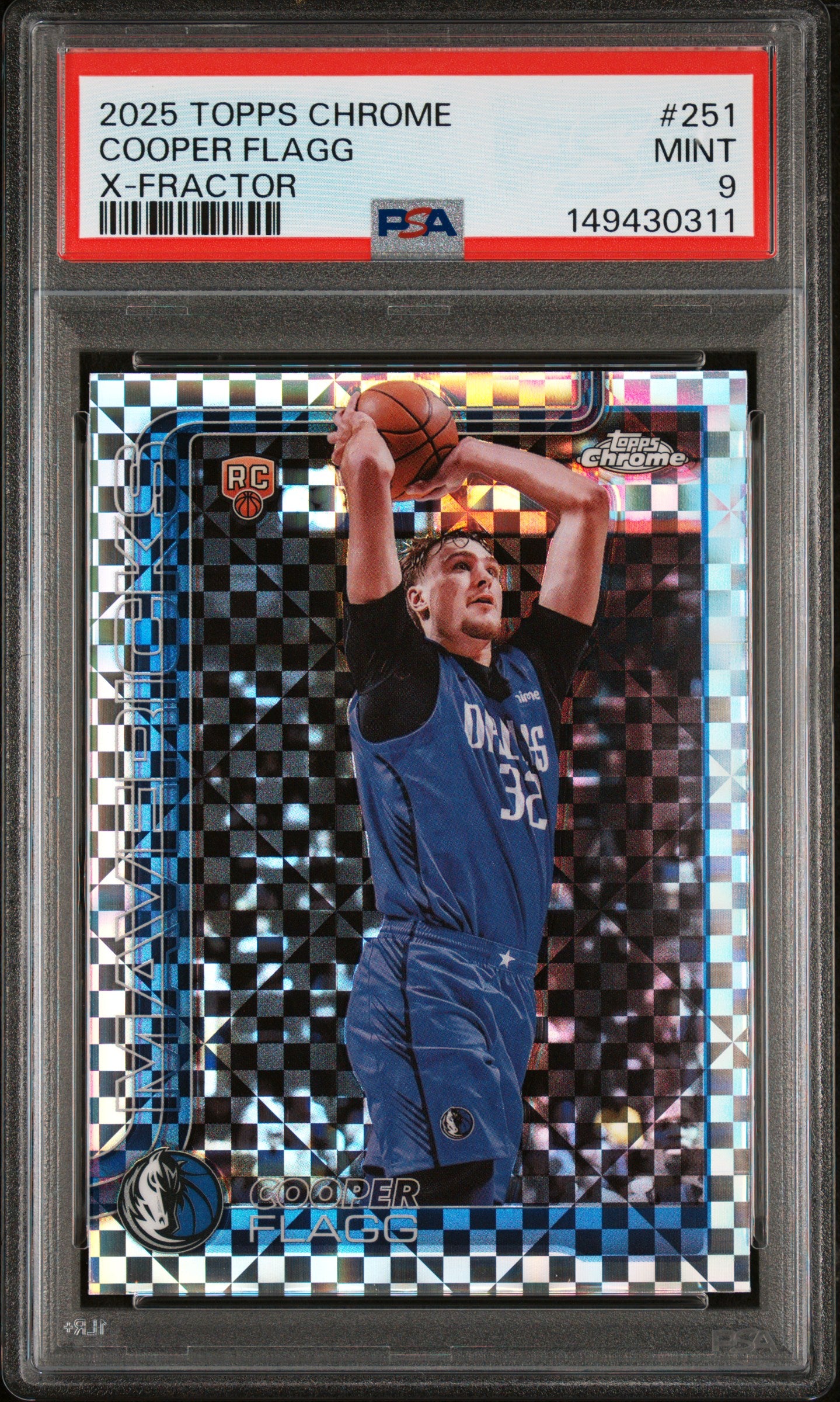 COOPER FLAGG | 2025 TOPPS CHROME 251 | X-FRACTOR | PSA MINT 9