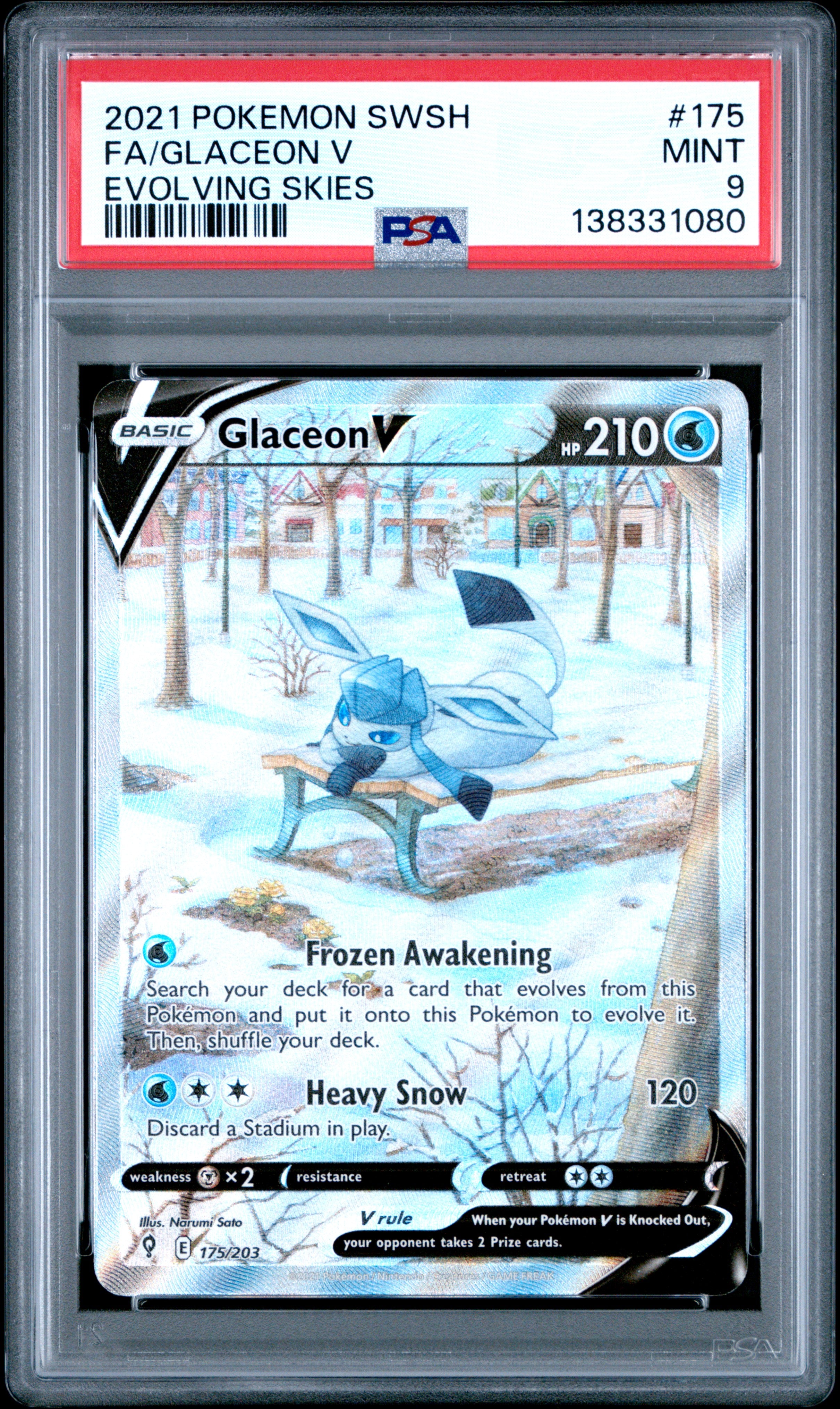 FA/GLACEON V | 2021 POKEMON SWORD & SHIELD EVOLVING SKIES 175 | EVOLVING SKIES | PSA MINT 9