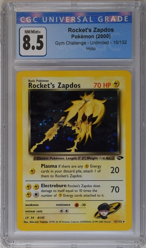 ROCKET'S ZAPDOS GYM CHALLENGE HOLO #15/132 2000 ENGLISH CGC 8.5