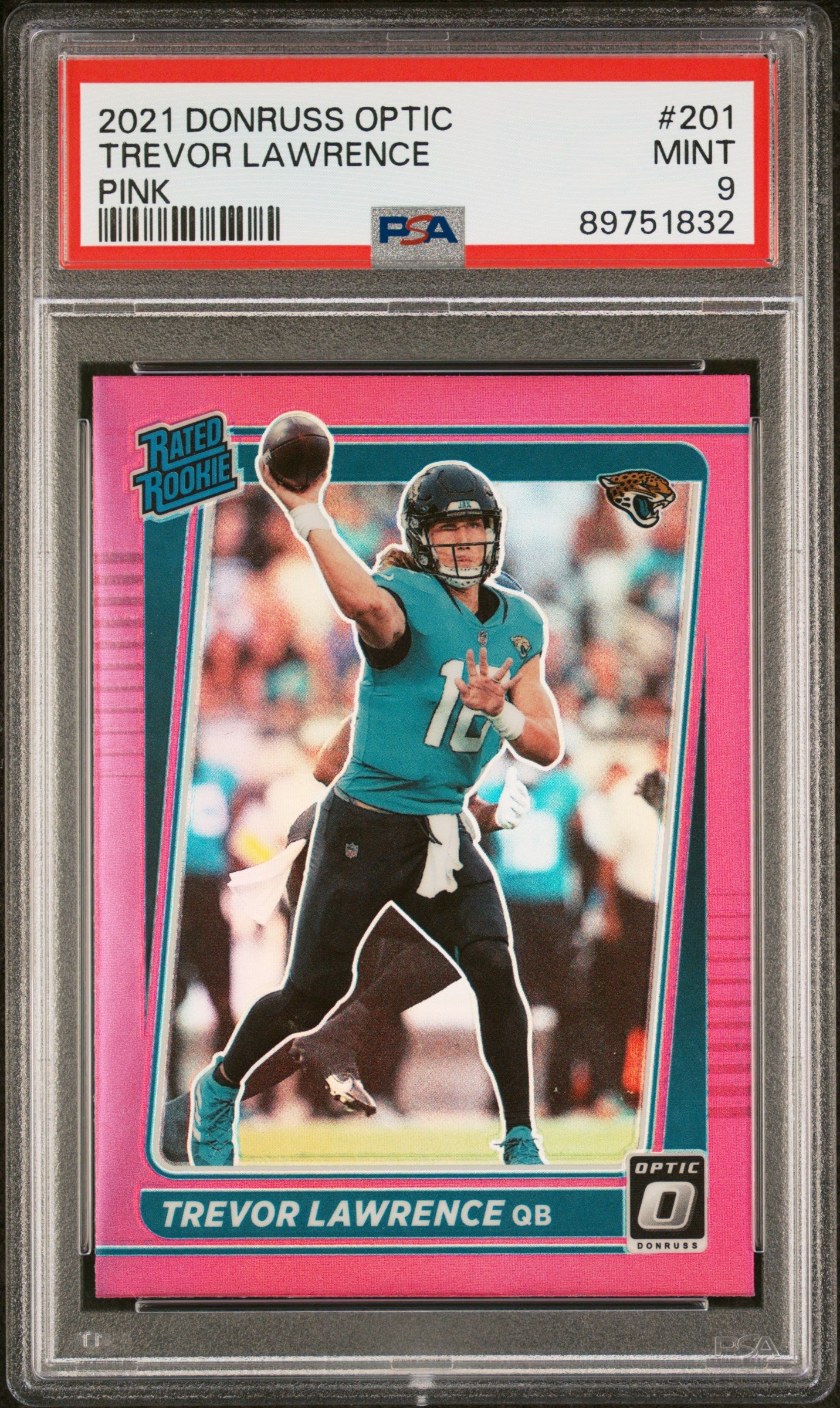 TREVOR LAWRENCE | 2021 PANINI DONRUSS OPTIC 201 | PINK | PSA MINT 9