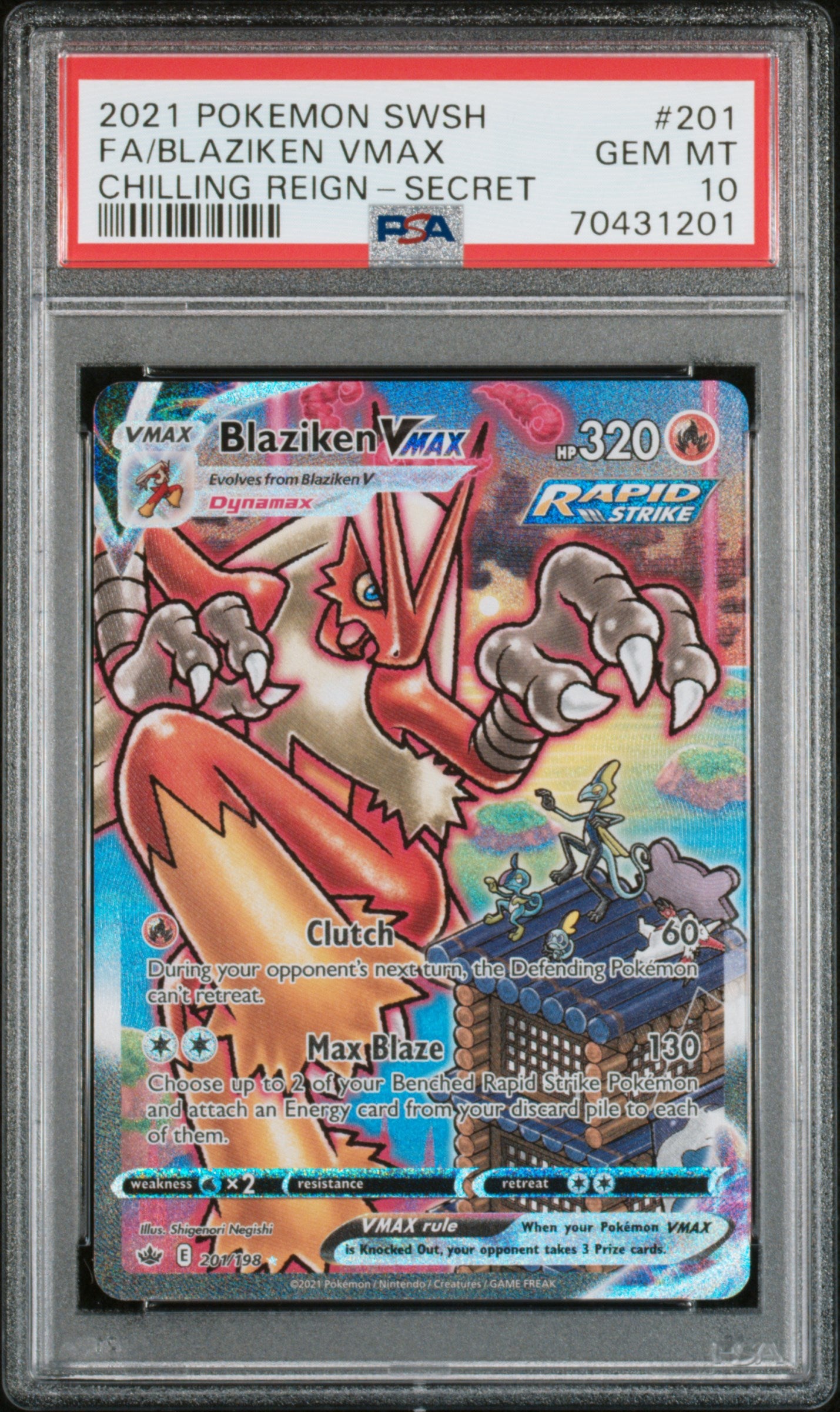 FA/BLAZIKEN VMAX | 2021 POKEMON SWORD & SHIELD CHILLING REIGN 201 | CHILLING REIGN-SECRET | PSA GEM MT 10