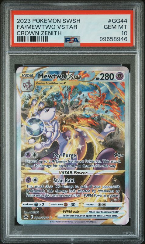 2023 Pokemon Sword and Shield Crown Zenith Full Art/Mewtwo Vstar #GG44 PSA 10